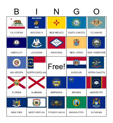 50 States BINGO Card