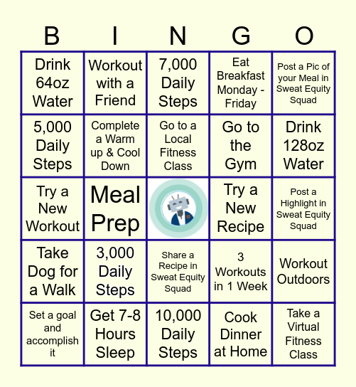 Sweat Equity Squad Bingo Card