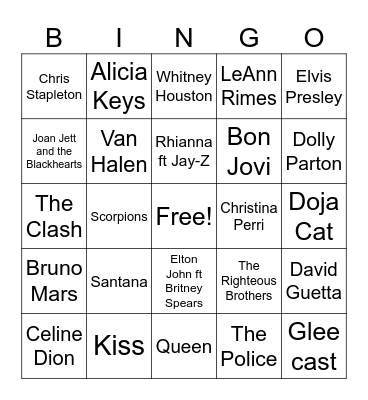 Artist Bingo Card