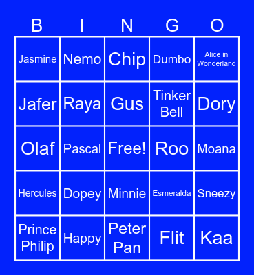 Disney BINGO Card