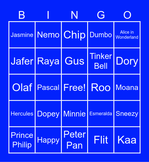 Disney BINGO Card