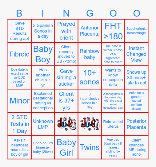 JULY SONOGO Bingo Card