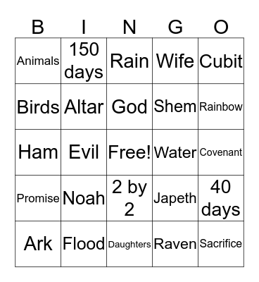 NOAH'S ARK Bingo Card
