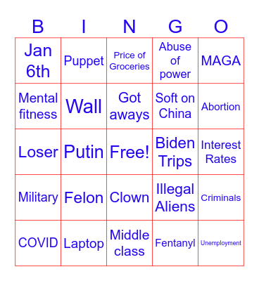 2024 Presidential Debate Bingo Card