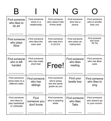 Ice Breaker Bingo Card