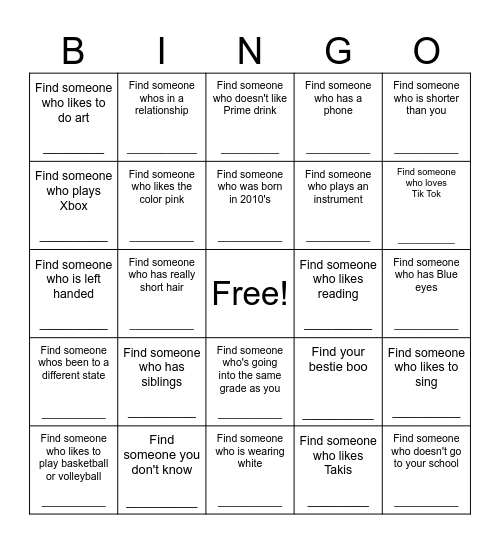 Ice Breaker Bingo Card