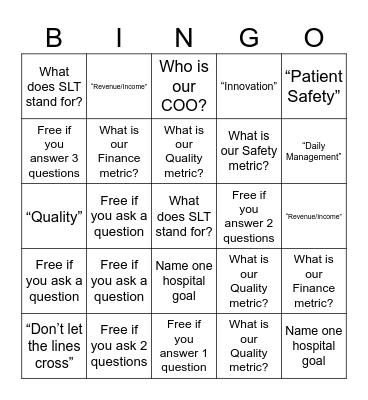 Leadership Townhall Bingo Card