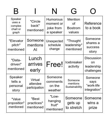 CXT Summit BINGO Card