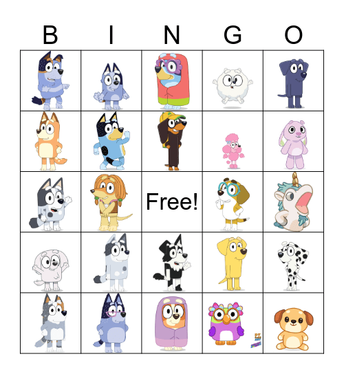 BLUEY Bingo Card