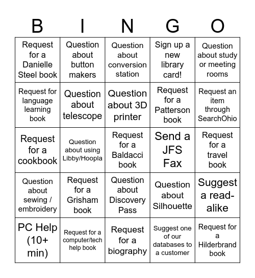 Staff Bingo! Bingo Card