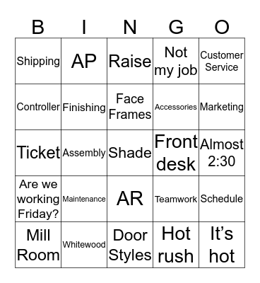 Kabinart Company Picnic  Bingo Card