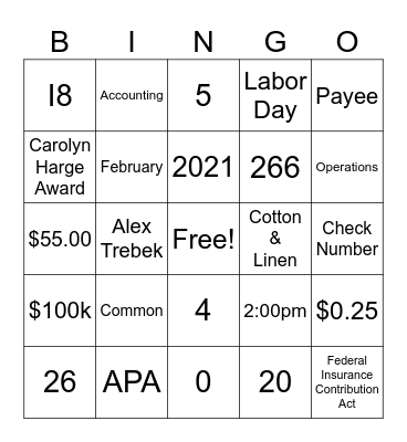 NATIONAL BINGO DAY Bingo Card