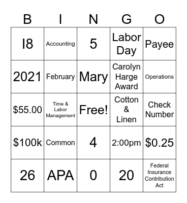 NATIONAL BINGO DAY Bingo Card