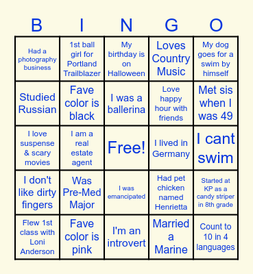 Fun Facts - NW SGAC Team Bingo Card