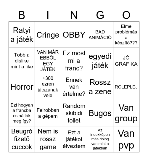 Random Boblux Bingó Bingo Card