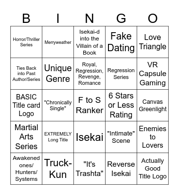 WEBTOON Monthly Series Bingo Card