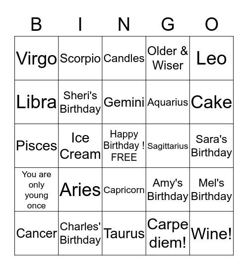 Birthday Bingo ! Bingo Card