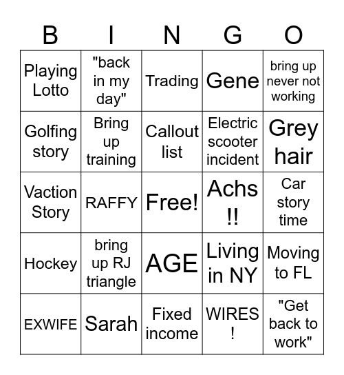 George Bingo Card