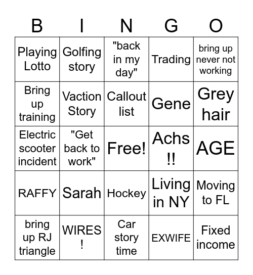 George Bingo Card