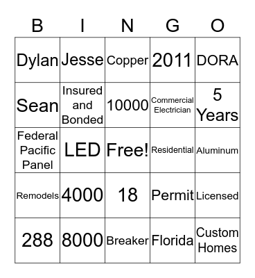 DUNLAP ELECTRIC BINGO Card