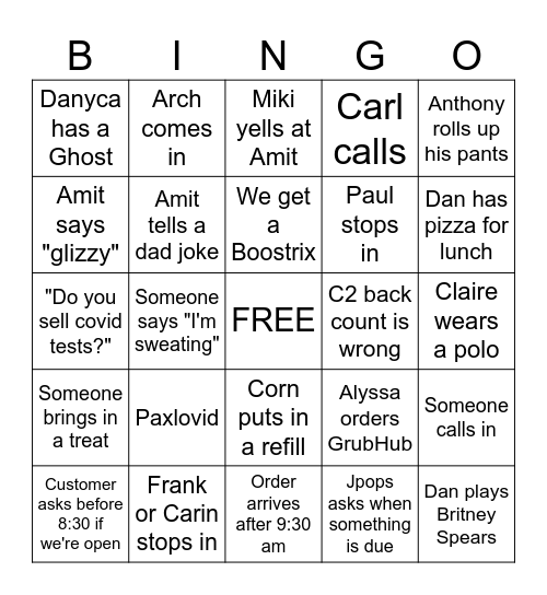 #018 Pharm Bingo Card