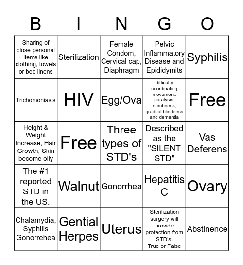 Reproductive Safety/Health-4 Bingo Card
