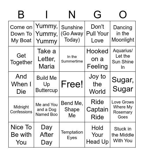 AM Radio Bingo Card