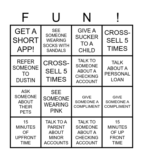 TELLER BINGO Card