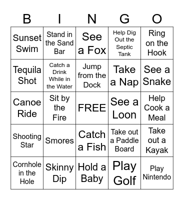 CRESCENT MOON CANADA DAY WEEKEND BINGO Card