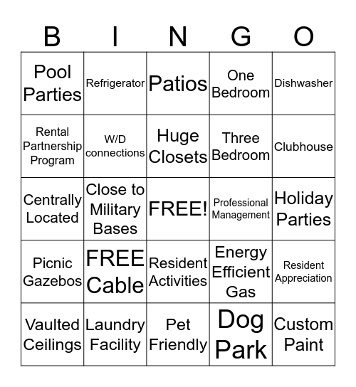 Westwinds Facebook Bingo Card