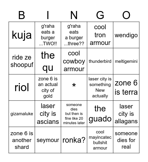 TRAILING THE DAWN OR WHATEVER Bingo Card