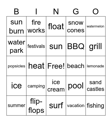 Summer Fun Bingo Card