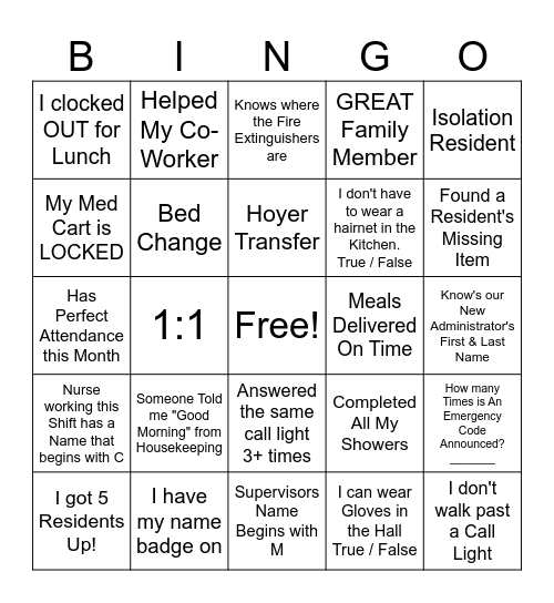 SHCM BINGO Card