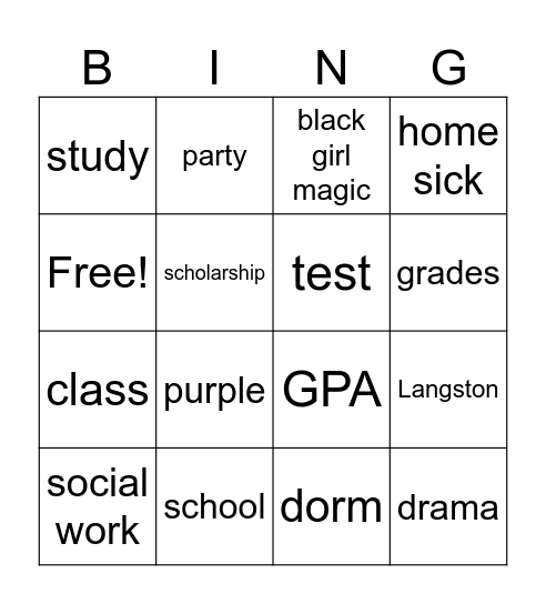 Makiya's Trunk Party Bingo Card