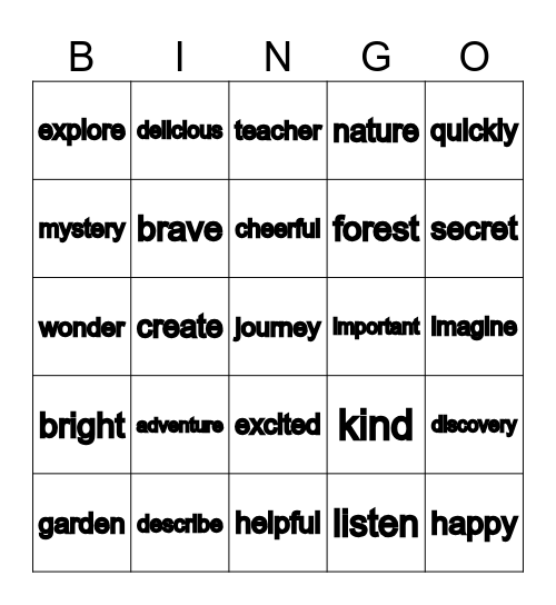 Definition Bingo Card