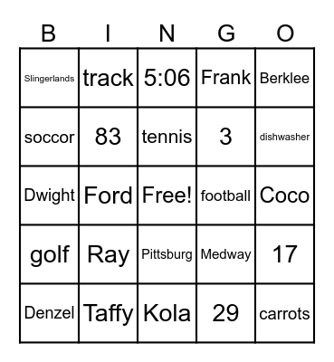 Untitled Bingo Card