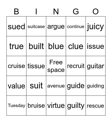 RB C Card 22 Bingo Card