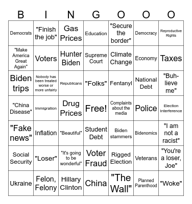 Debate 2024 Bingo Card