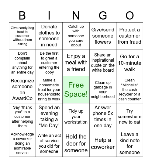 All-Week Make a Difference BINGO! Bingo Card