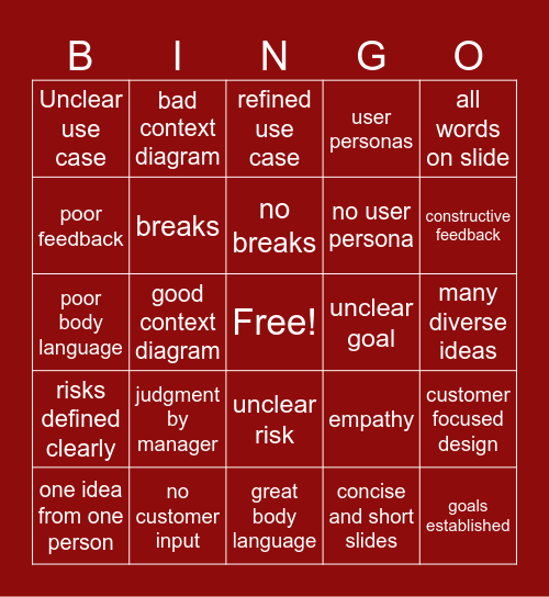 SYSEN5940 BINGO Card