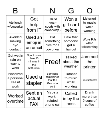 SLE Bingo Card