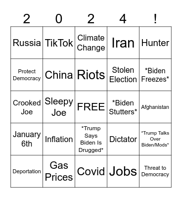 Debate Bingo Card