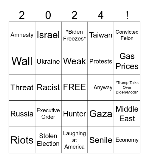 Debate Bingo Card