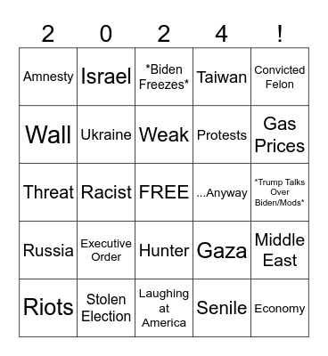 Debate Bingo Card