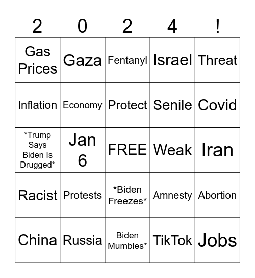 Debate Bingo Card