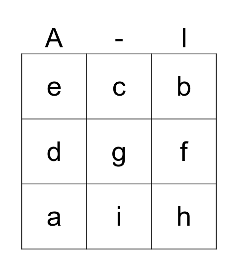 Capital Letters Bingo Card