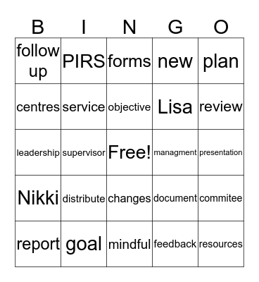 Meeting Bingo Card