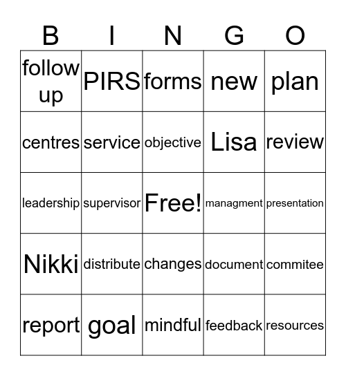 Meeting Bingo Card