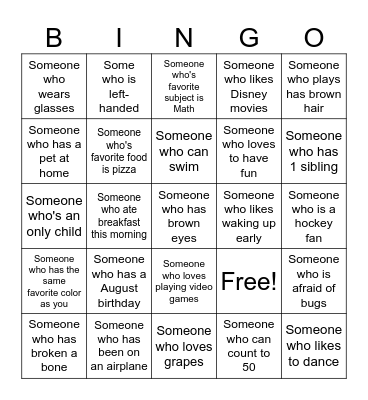 Human Bingo Card