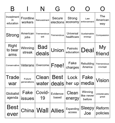 2024 Presidential Debate Bingo Card